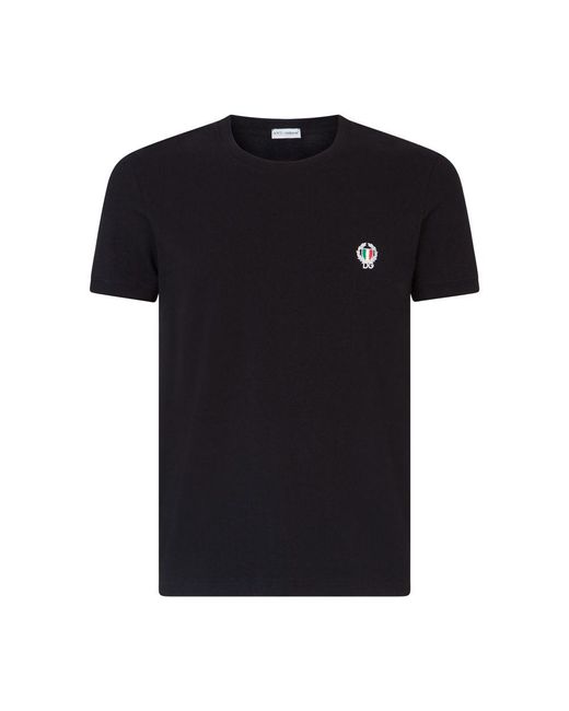 Dolce & Gabbana Black Round-neck Stretch Cotton T-shirt for men