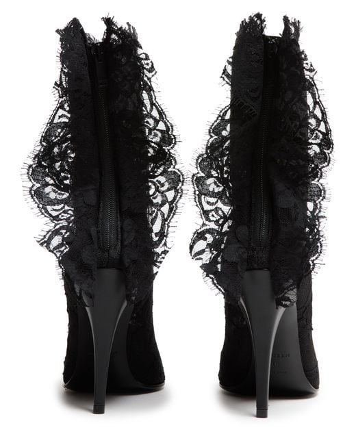 Alexander McQueen Black Heron Stiefelette Aus Spitze