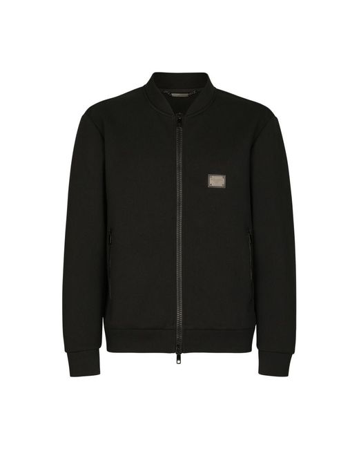 Dolce & Gabbana Black Technical Piqué Jacket With Branded Tag for men