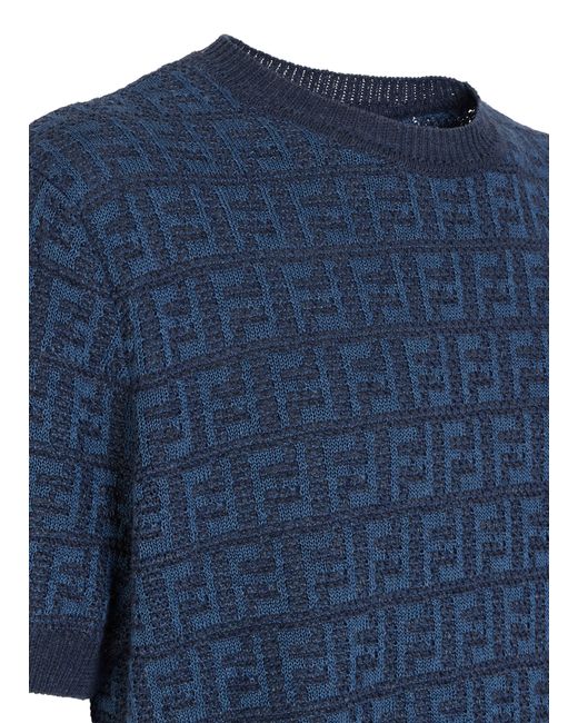 Fendi Kurzärmliger Pullover in Blue für Herren