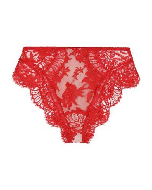 Dolce & Gabbana Red High-Waisted Lace Briefs