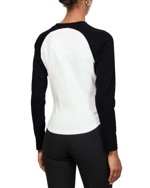 Courreges Black Langärmeliges Kontrast-T-Shirt Circle
