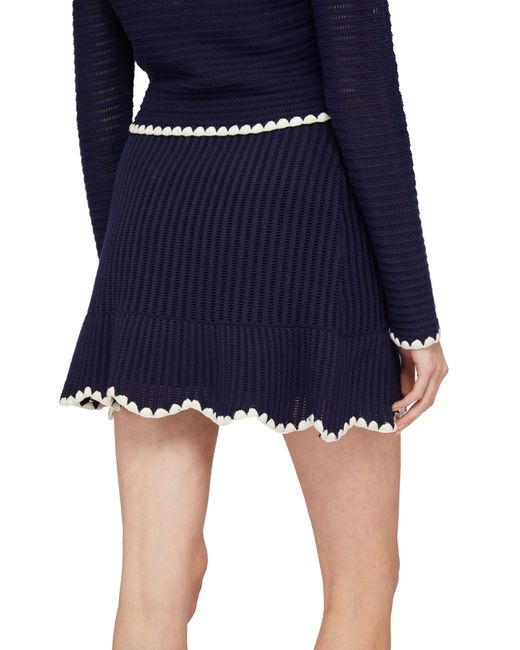 Self-Portrait Blue Crochet Trim Mini Skirt