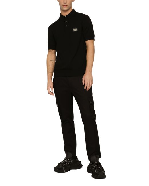 Dolce & Gabbana Black Cotton Cargo Pants With Branded Tag for men
