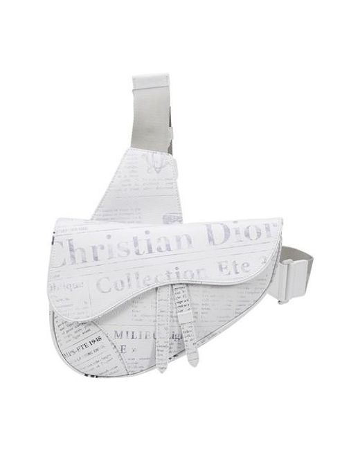 Dior White Printed Calfskin And Daniel Arsham Saddle Bag for men