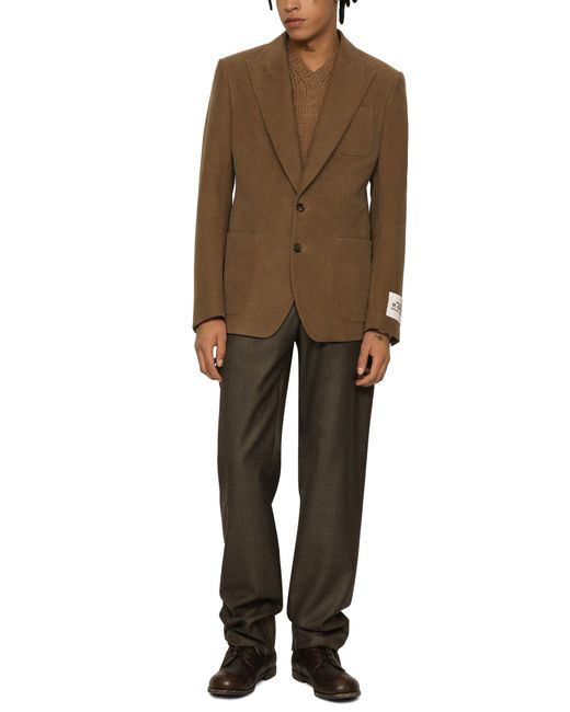 Dolce & Gabbana Gray Prince Of Wales Pants With Corduroy Details for men