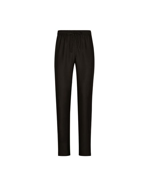 Dolce & Gabbana Black Silk Jogging Pants for men
