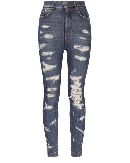 Dolce & Gabbana Blue Skinny-fit Jeans With Rips