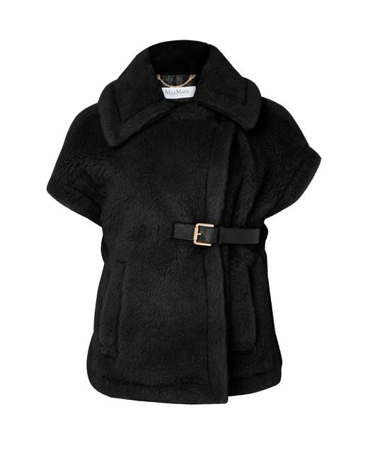 Max Mara Newabavo Teddy Cape in Black | Lyst