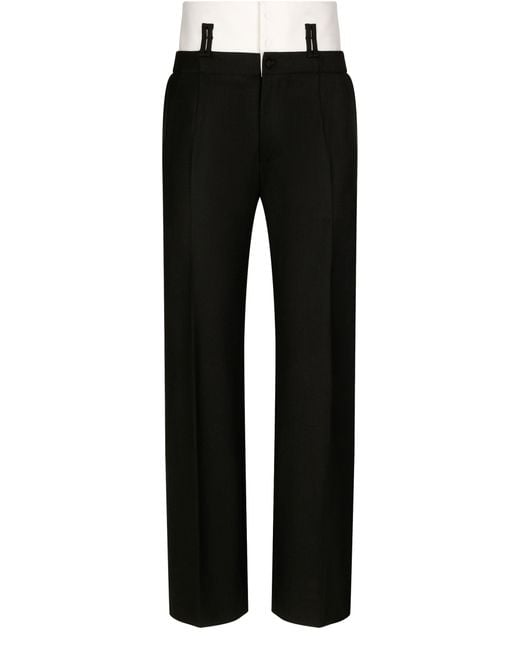 Dolce & Gabbana Black Tailored Pants With Belt for men