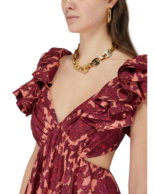 Zimmermann Red Tiggy Frill Shoulder Dress