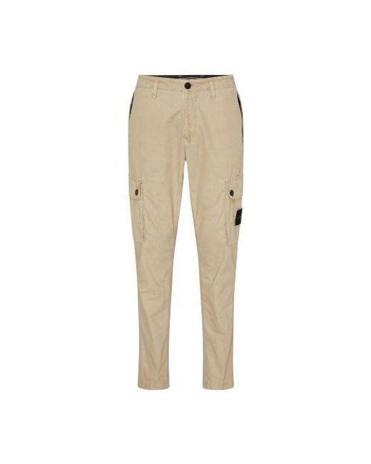 Stone Island Cargo Pants With Logo Patch in Natural for Men | Lyst