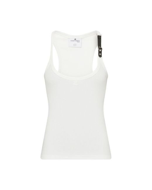 Courreges White Holistic Buckle 90's Rib Tank Top