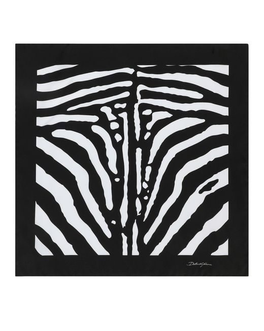Dolce & Gabbana Black Zebra-Print Twill Scarf (50 X 50)