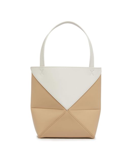 Loewe White Mini Puzzle Fold Tote Bag