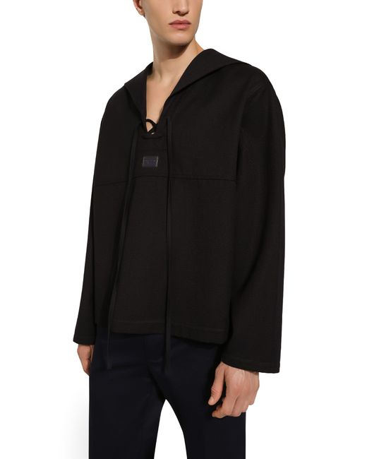 Dolce & Gabbana Black Sailor-Style Cape Blouse With Tag for men