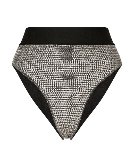 Dolce & Gabbana Black Briefs With Sequins And Rhinestones