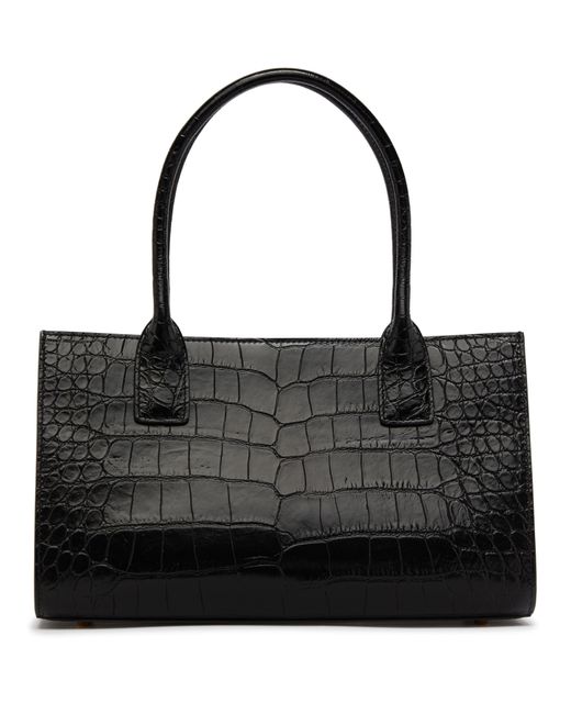 Versace Black Große Tote Bag aus Kalbsleder in Kroko-Optik