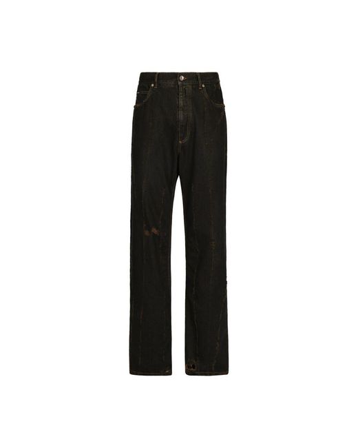 Dolce & Gabbana Black Overdye Jeans With Small Abrasions for men