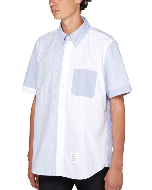 Thom Browne White Color Block Design Shirt for men