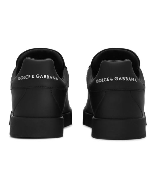Dolce & Gabbana Black Sneakers Portofino aus Kalbsleder mit DG-Logo