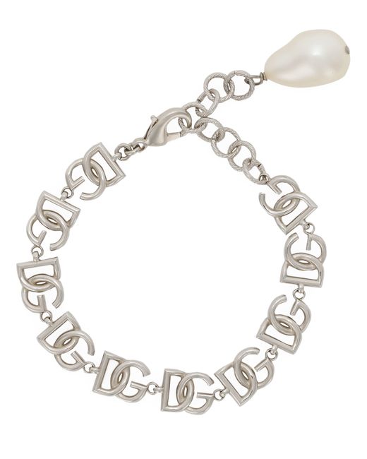 Bracelet chaîne avec logos DG multiples Dolce & Gabbana en coloris Metallic