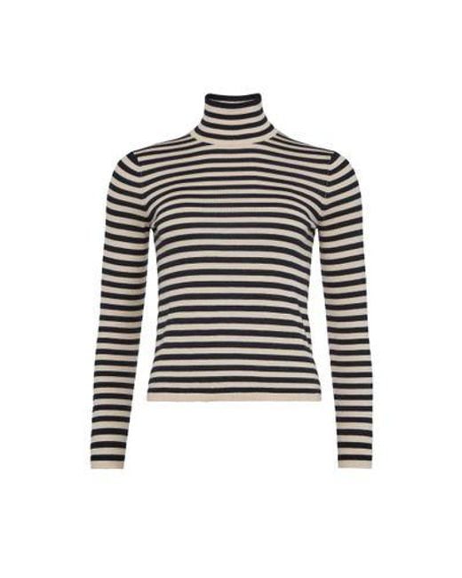 Max Mara Black Gestreifter Rollkragenpullover Patroni