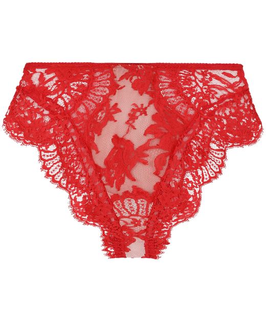 Dolce & Gabbana Red High-Waisted Lace Briefs