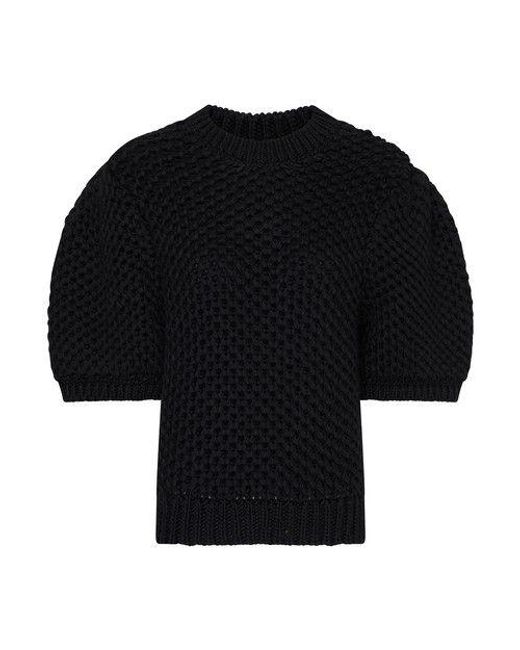 Anine Bing Brittany Short-sleeved Sweater in Black | Lyst