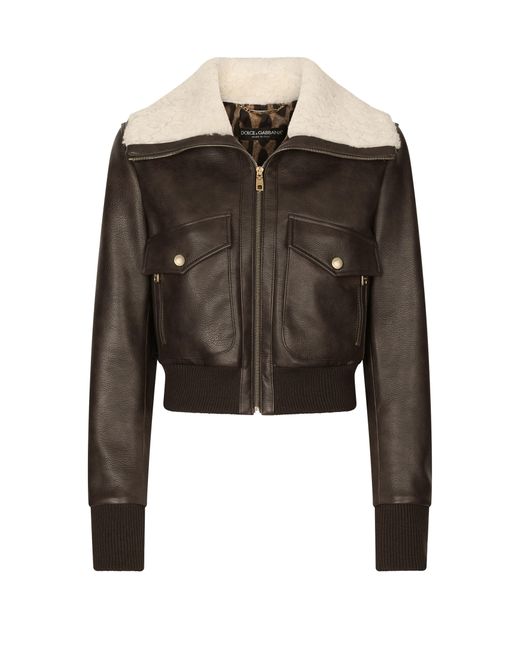 Veste en simili-cuir et mouton Dolce & Gabbana en coloris Black