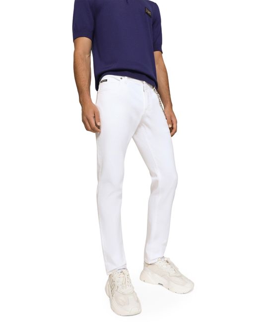 Dolce & Gabbana White Regular Stretch Jeans for men