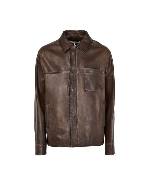 Loewe Overshirt Aus Nappa-Kalbsleder in Brown für Herren