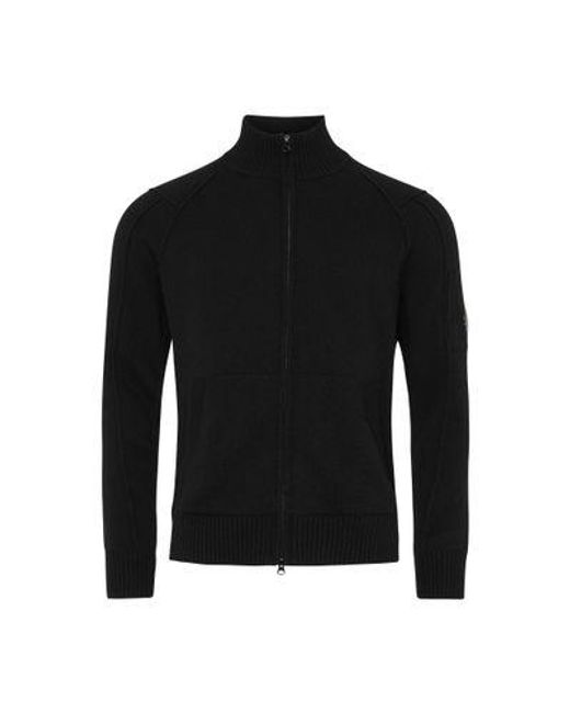 C P Company Black Lambswool Zipped Sweater for men