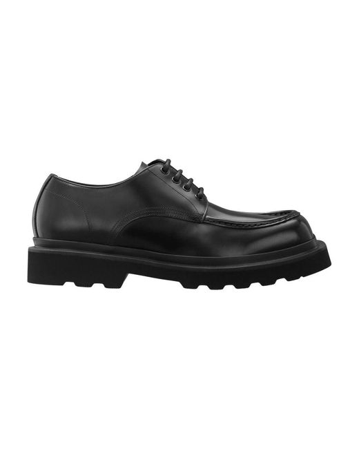 Dolce & Gabbana Black Calfskin Derby Shoes for men
