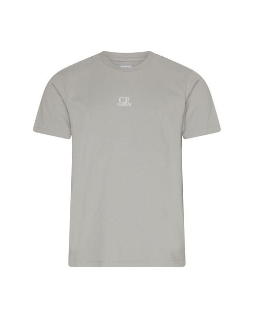 C P Company Gray 24/1 Jersey Artisanal Three Cards T-Shirt for men