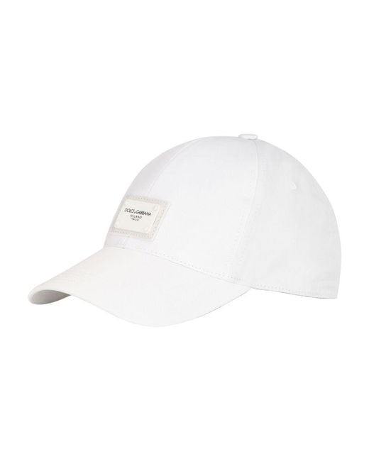 Dolce & Gabbana White Baseball Cap With Branded Plate for men
