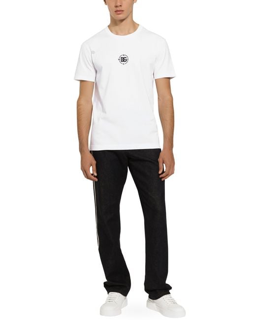 Dolce & Gabbana White Short-sleeved Cotton T-shirt for men