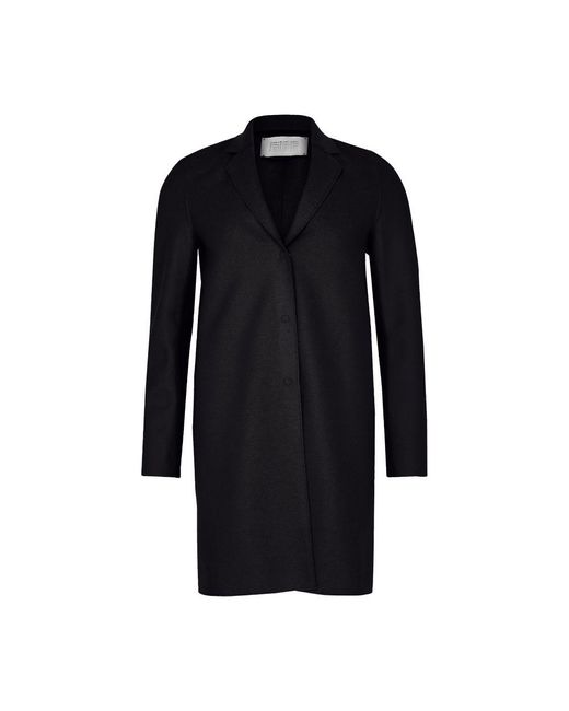 Harris Wharf London Black Cocoon Pressed Wool Coat