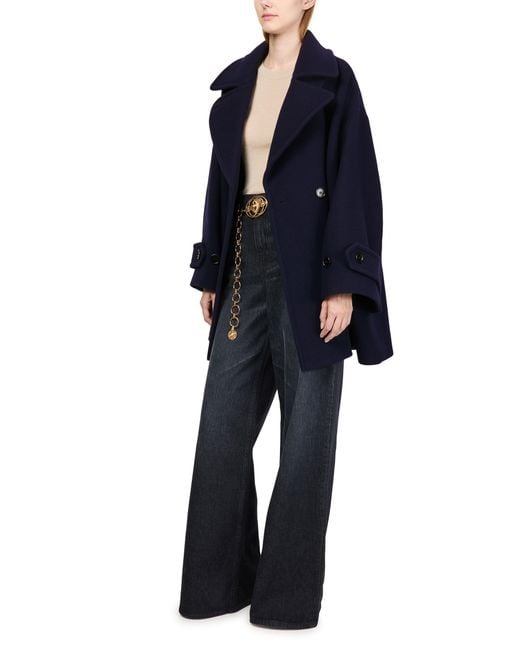 Manteau Oversize En Laine Melangee Chloé en coloris Blue