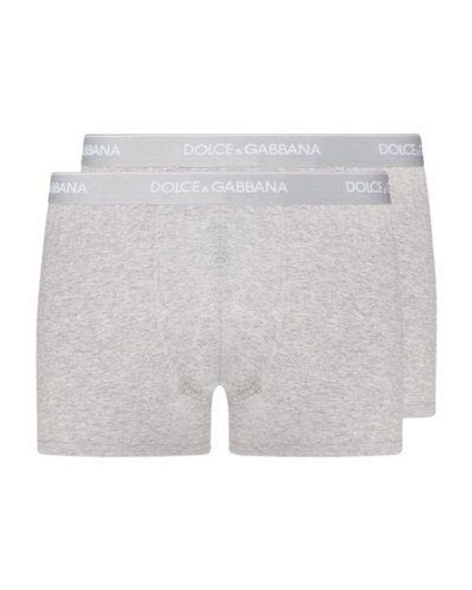 Dolce & Gabbana Gray Stretch Cotton Boxers Two-Pack for men