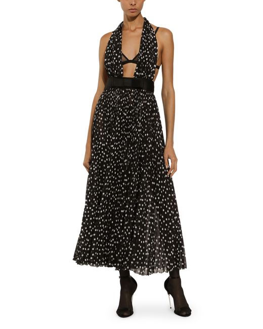 Dolce & Gabbana Black Chiffon Calf-Length Dress