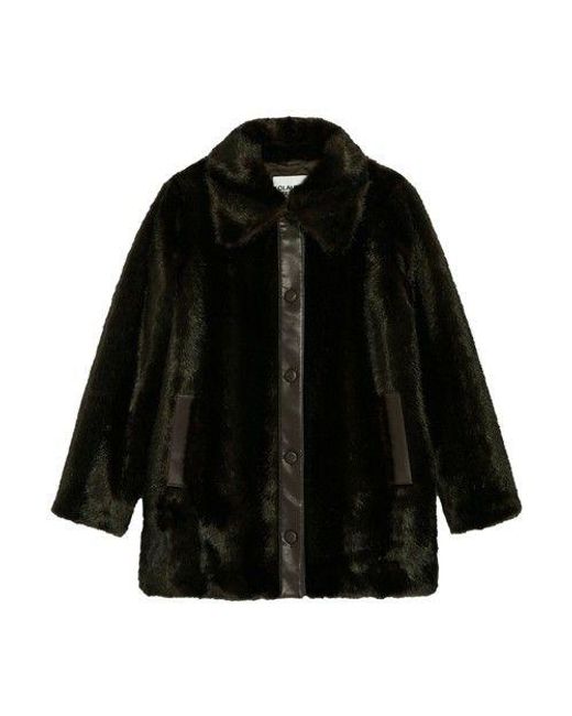 Claudie Pierlot Black Mid-length Faux Fur Coat