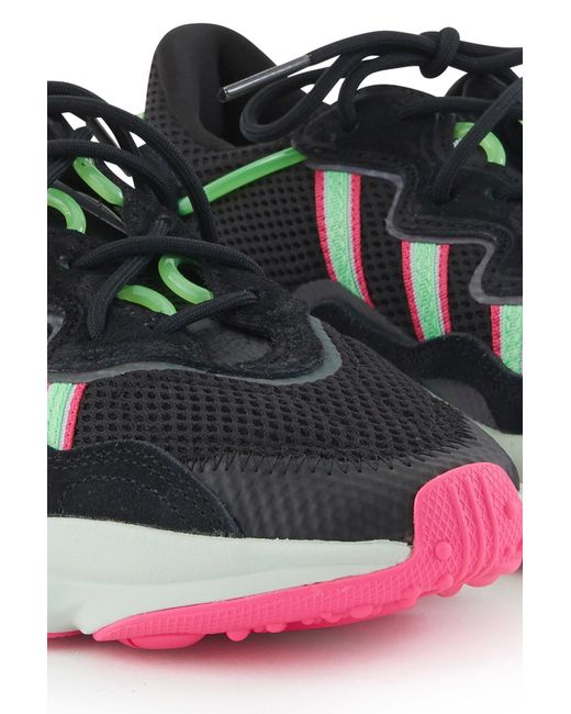 adidas Originals Lace Ozweego Core Black/shock Lime/shock Pink - Lyst