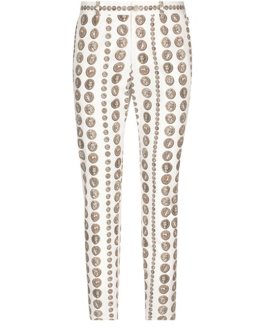 Dolce & Gabbana White Stretch Drill Pants for men