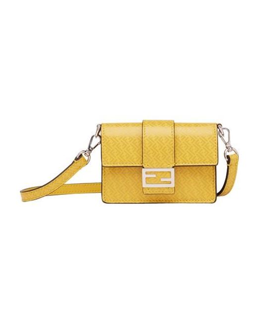 Fendi Leather Micro Flat Baguette in Yellow for Men | Lyst