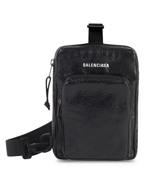Balenciaga Black Explorer Crossbody Messenger Bag for men