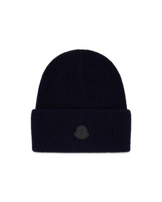 Moncler Blue Beanie With Logo