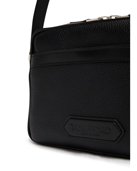 Tom Ford Black Leather Messenger Bag for men
