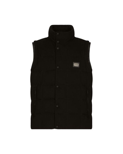 Dolce & Gabbana Black Jersey Vest With Branded Tag for men