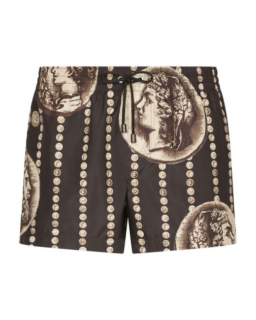 Dolce & Gabbana Black Short Coin Print Swim Shorts for men